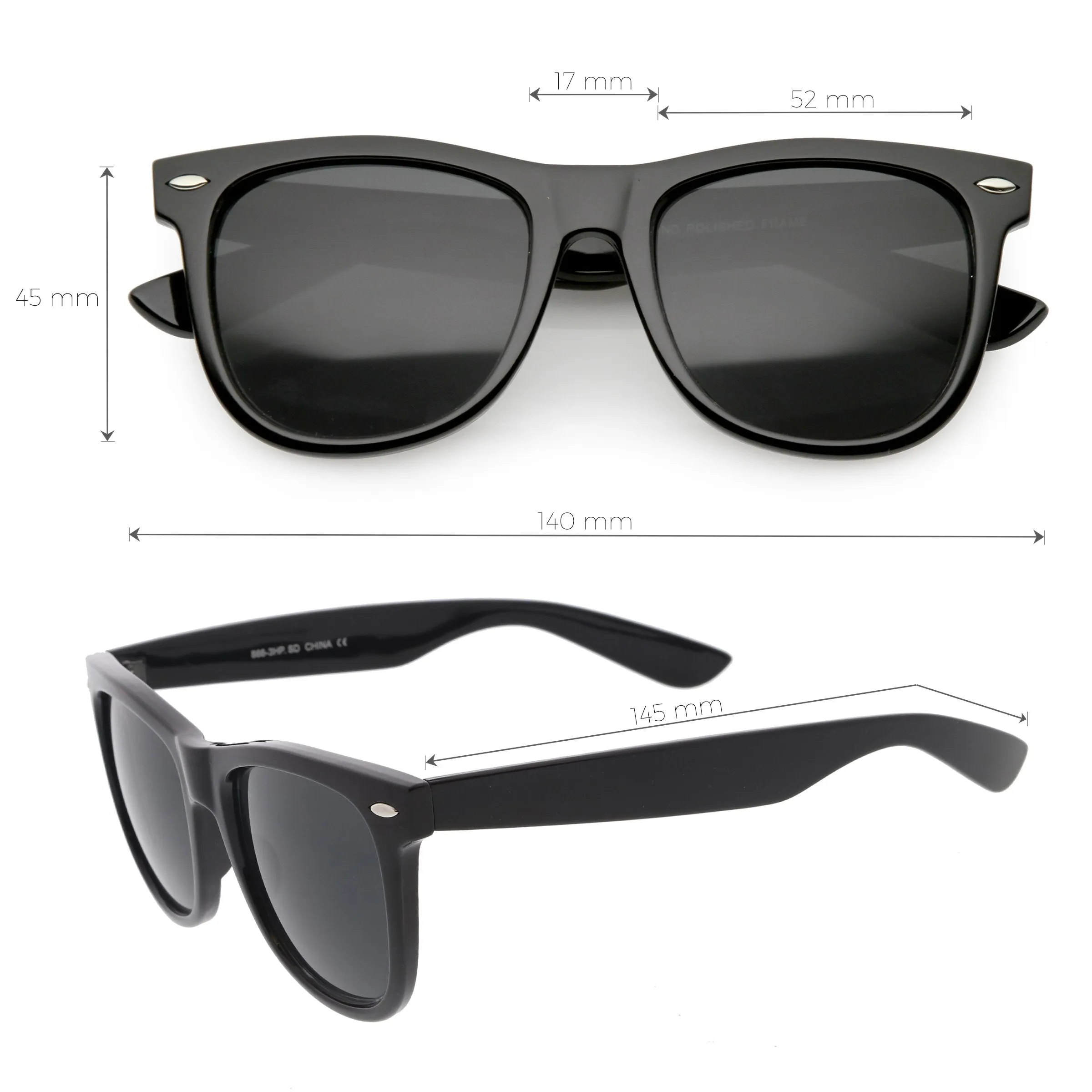 Large Retro Classic Horned Rim Retro Sunglasses C765 sold by ZeroUV product image thumbnail 2