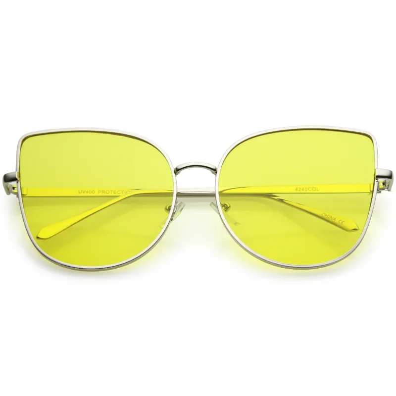 Women's Color Flat Lens Metal Cat Eye Sunglasses C242 sold by ZeroUV