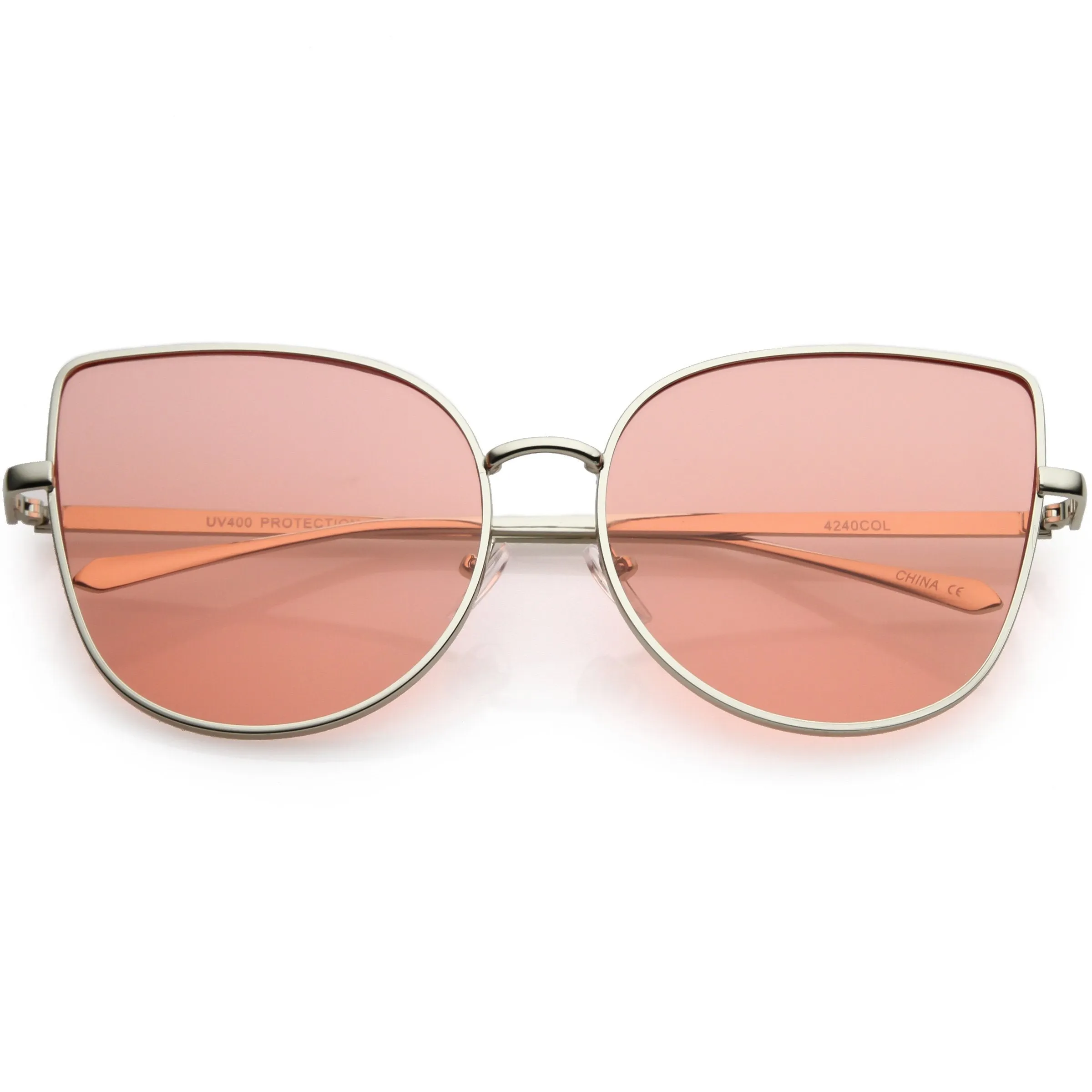 Women's Color Flat Lens Metal Cat Eye Sunglasses C242 sold by ZeroUV product image thumbnail 5