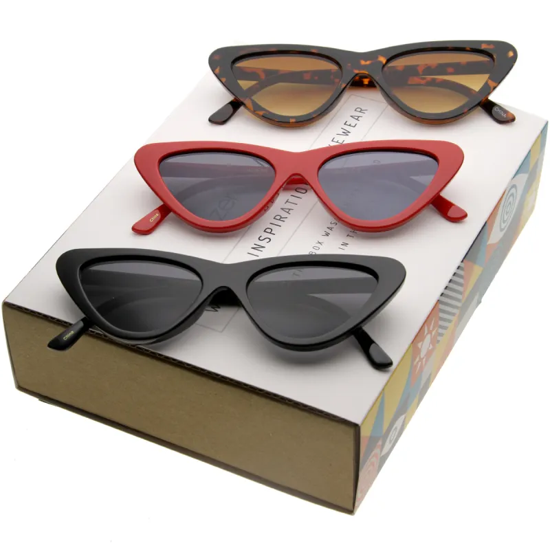 Women's 1990's Small Flat Top Cat Eye Sunglasses C520 [Promo Box] sold by ZeroUV