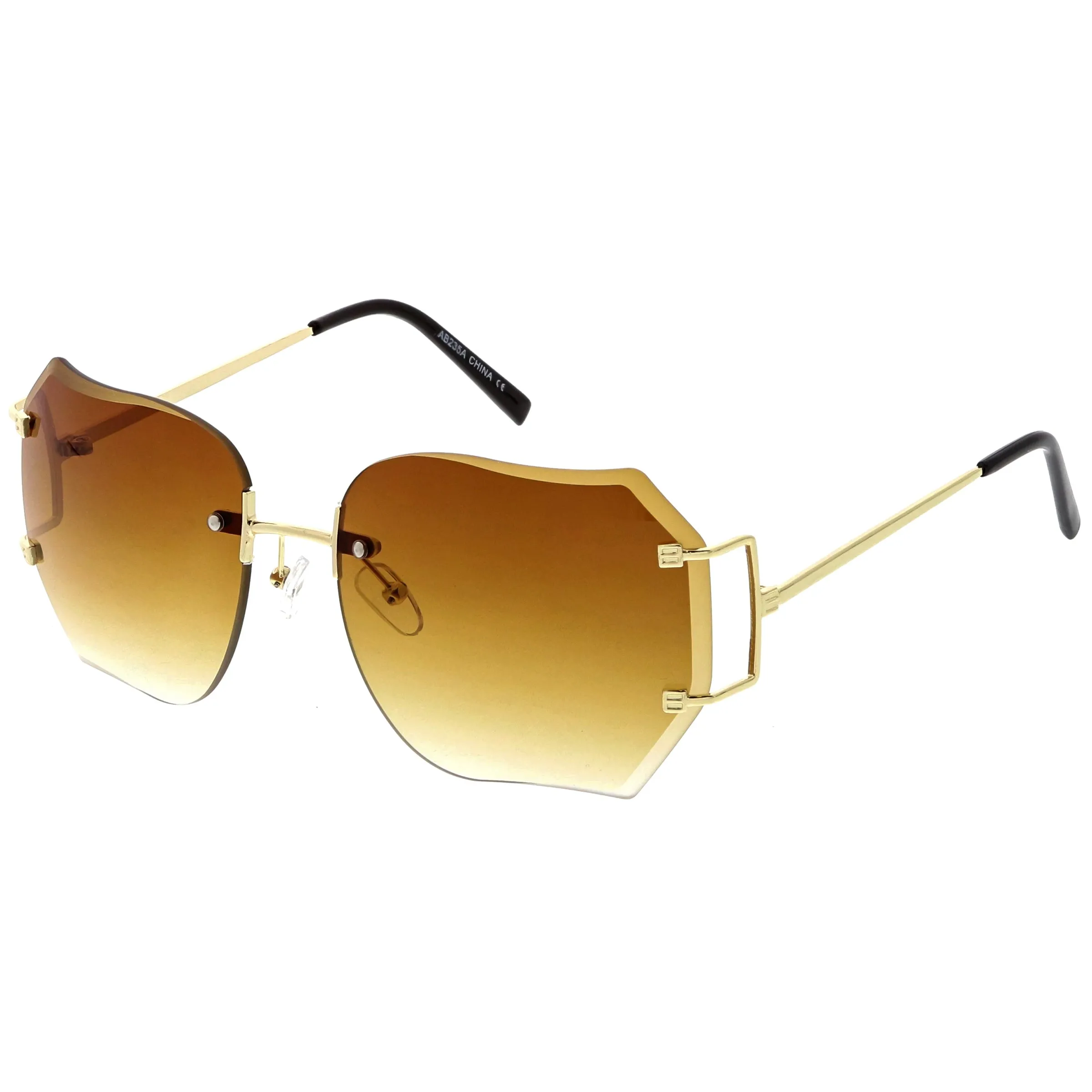 Oversize Full Rimless Beveled Gradient Lens Square Sunglasses C434 sold by ZeroUV product image thumbnail 2