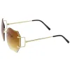 Oversize Full Rimless Beveled Gradient Lens Square Sunglasses C434 sold by ZeroUV
