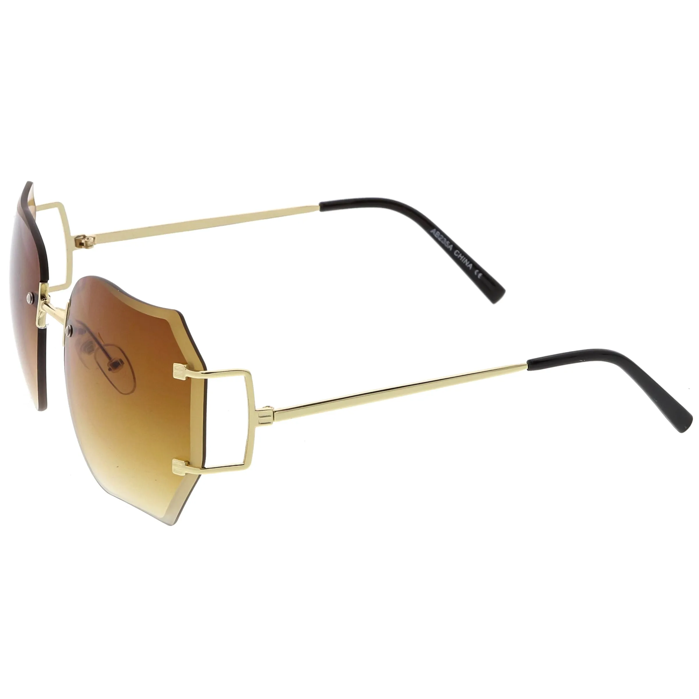 Oversize Full Rimless Beveled Gradient Lens Square Sunglasses C434 sold by ZeroUV product image thumbnail 3