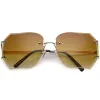 Oversize Full Rimless Beveled Gradient Lens Square Sunglasses C434 sold by ZeroUV