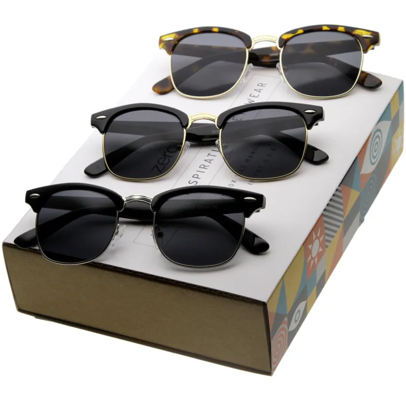 Premium Retro Horned Rim Half Frame Sunglasses A604 [Promo Box] sold by ZeroUV