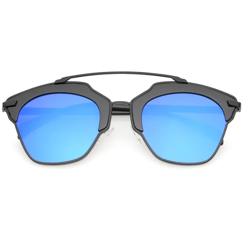 Oversize Euro Half Frame Mirrored Lens Sunglasses A733 sold by ZeroUV