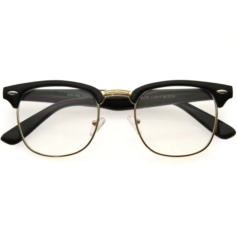Basic Dapper-Inspired Horn Rimmed Classic Blue Light Glasses D287 sold by ZeroUV