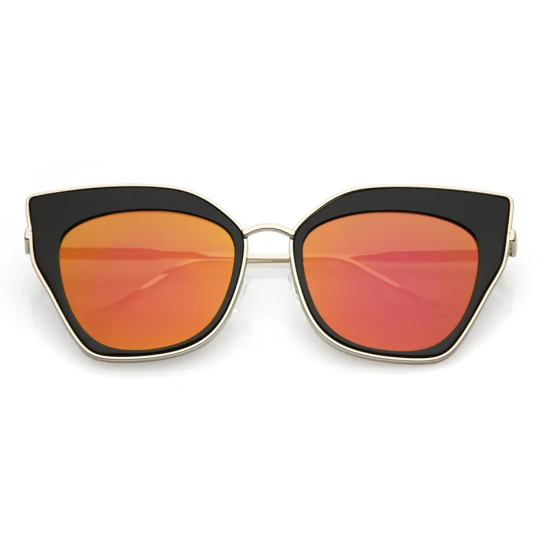 Women's Oversize Mirrored Flat Lens Cat Eye Sunglasses C348 sold by ZeroUV