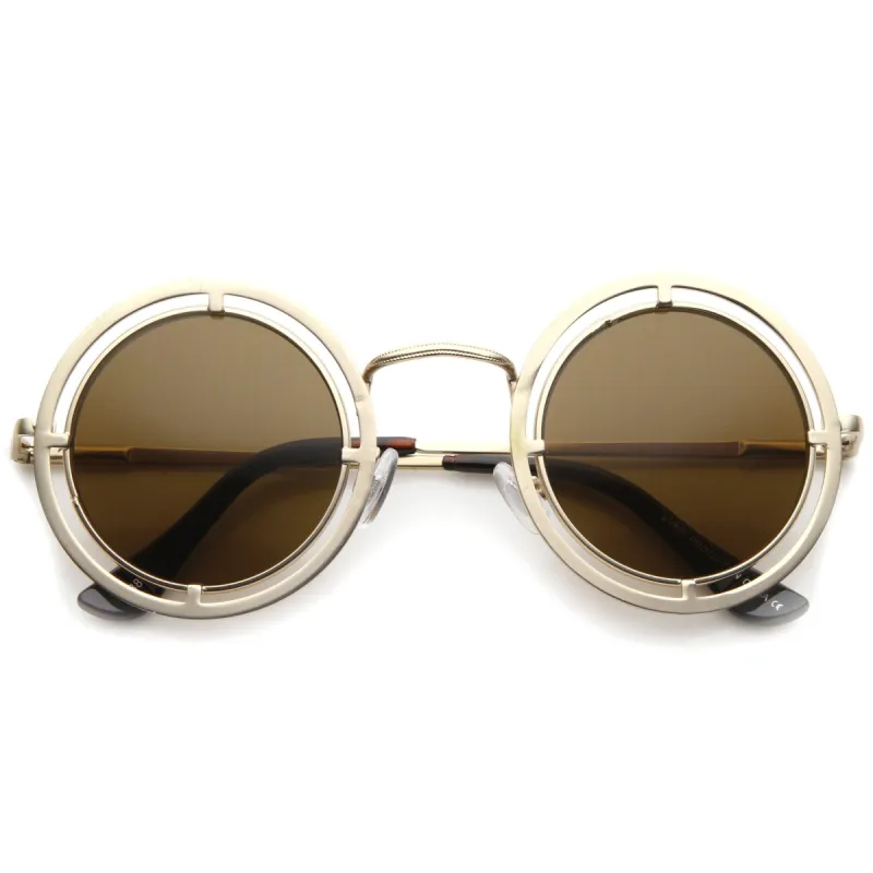 Retro Modern Steampunk Dual Frame Round Sunglasses A154 sold by ZeroUV