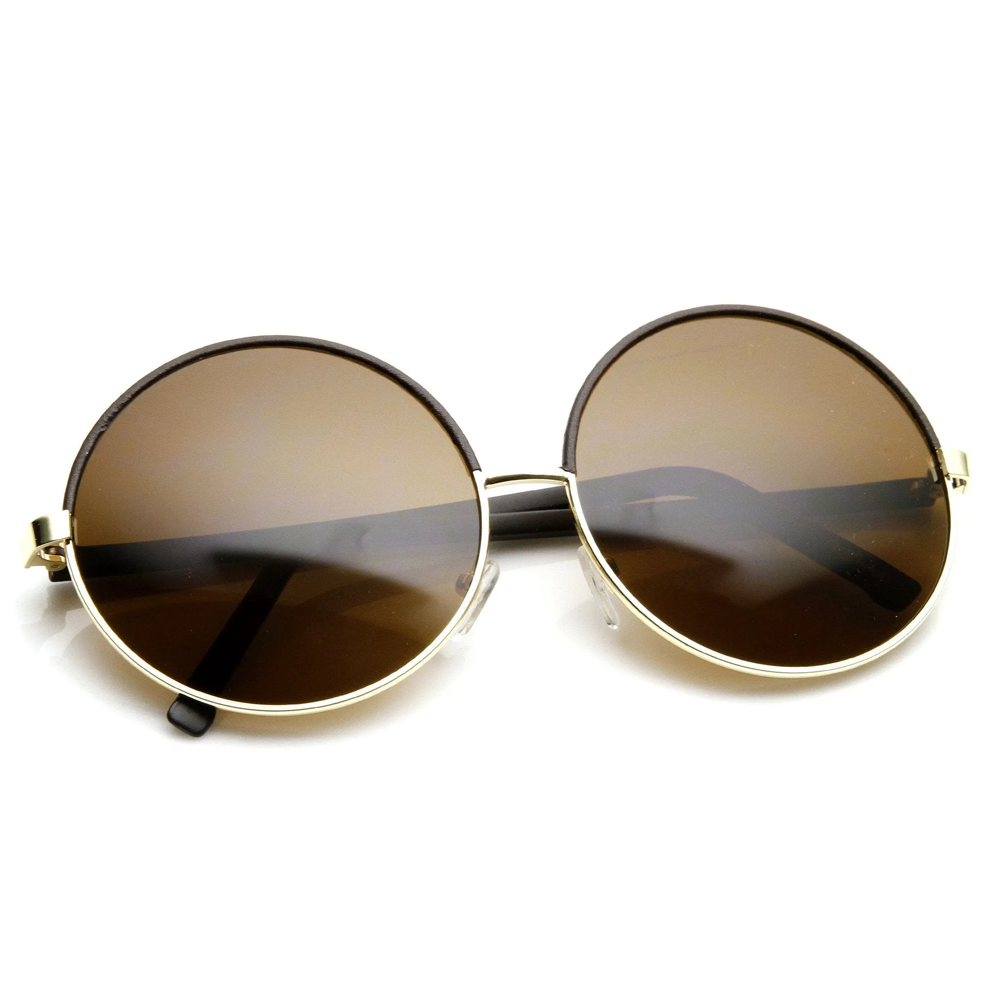 Womens Designer Inspired Super Round Oversize Two Tone Sunglasses 9408 sold by ZeroUV product image thumbnail 4