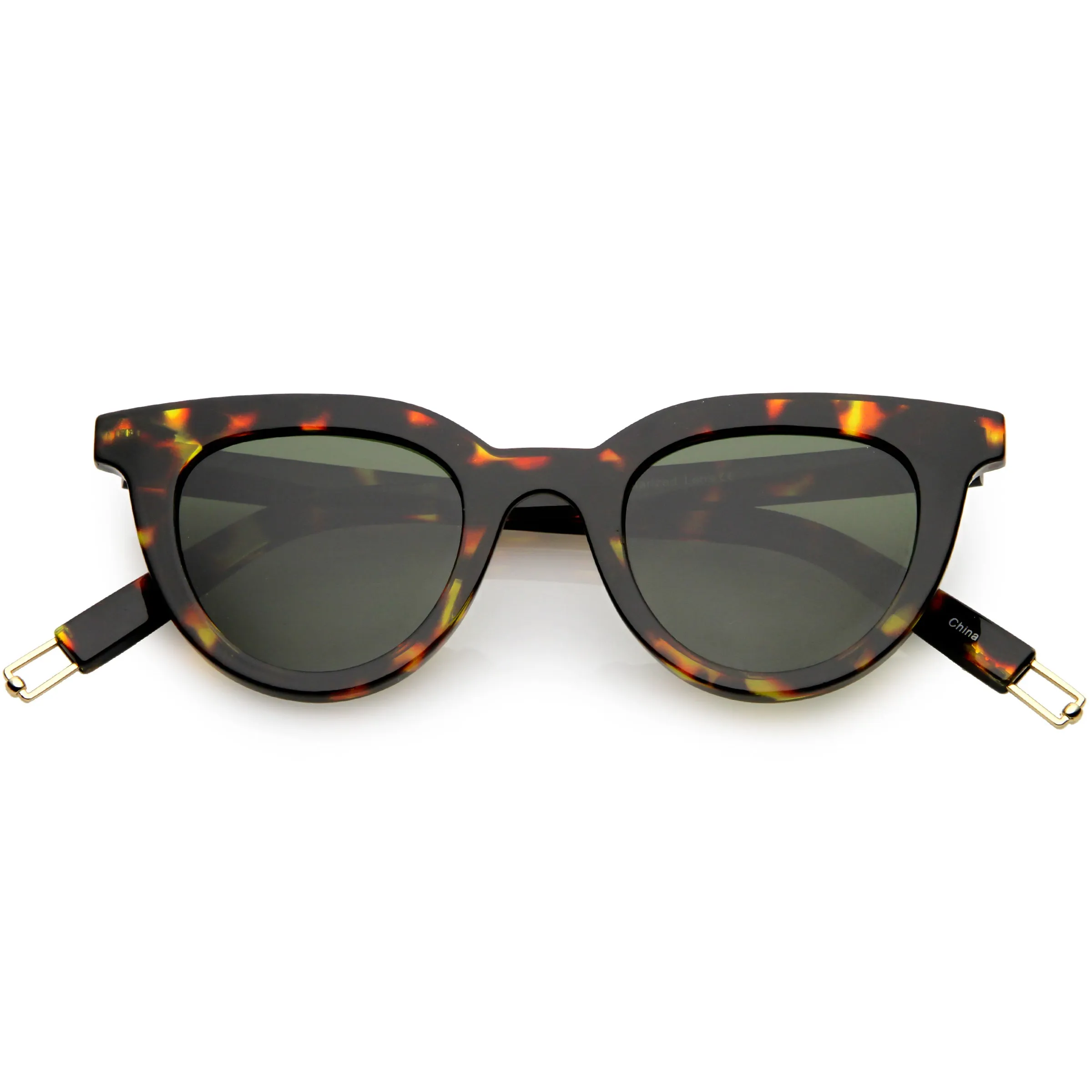 Modern Metal Arm Tip Polarized Lens Horn Rimmed Sunglasses C925 sold by ZeroUV