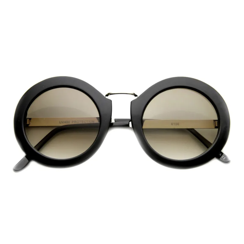 Women's Retro Round Oversize Sunglasses With Metal Accents 9609 sold by ZeroUV