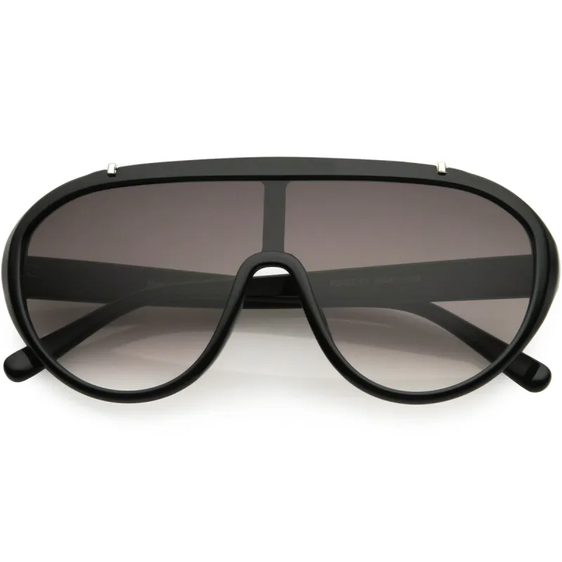 Sporty Fashion Oversize Metal Brow Bar Accent Shield Sunglasses C980 sold by ZeroUV