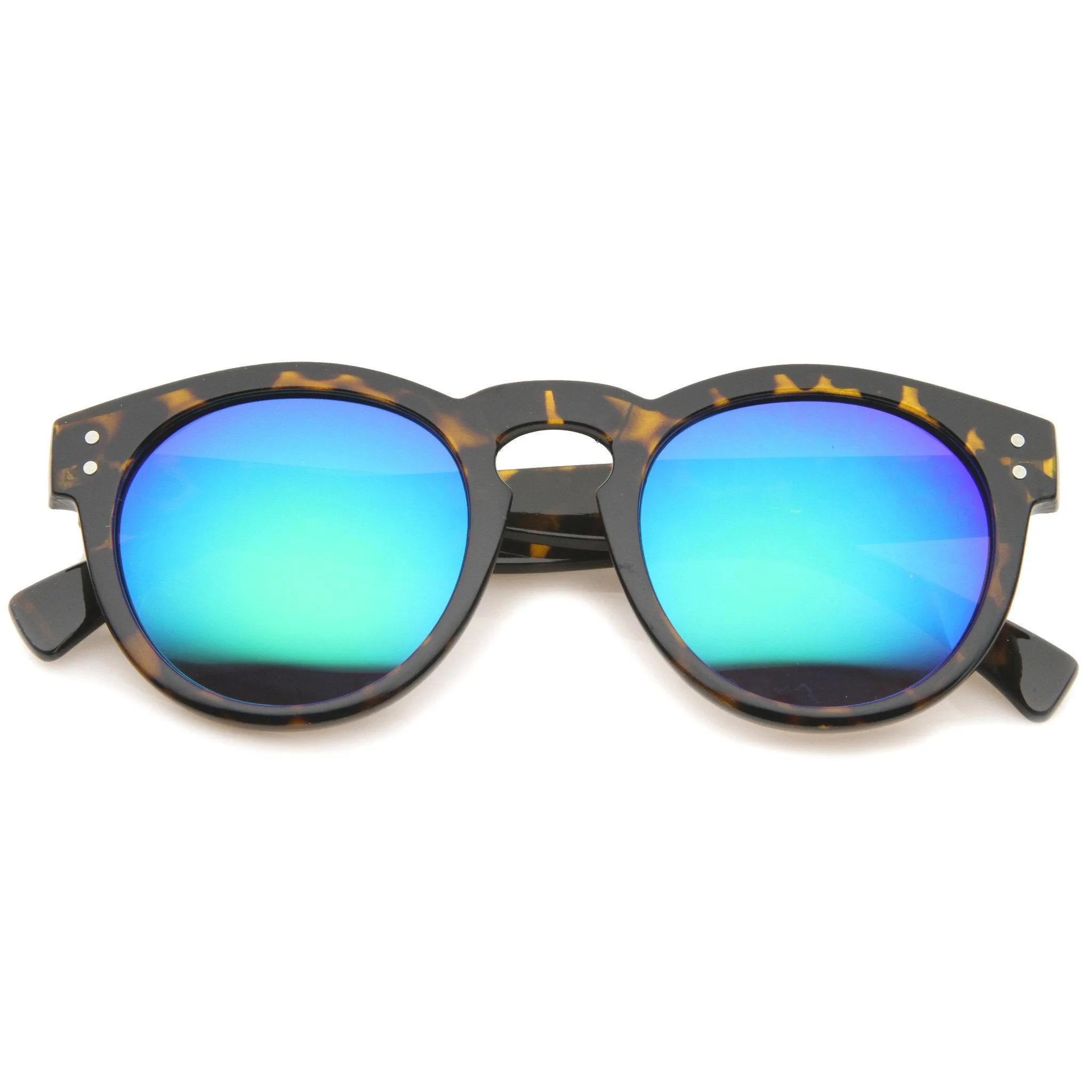 Euro Dapper P3 Horned Rim Round Mirror Lens Sunglasses A036 sold by ZeroUV product image thumbnail 3