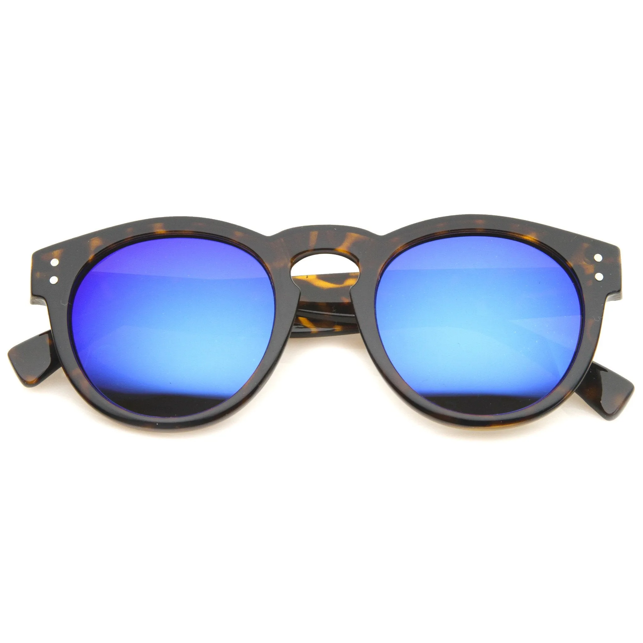 Euro Dapper P3 Horned Rim Round Mirror Lens Sunglasses A036 sold by ZeroUV product image thumbnail 2