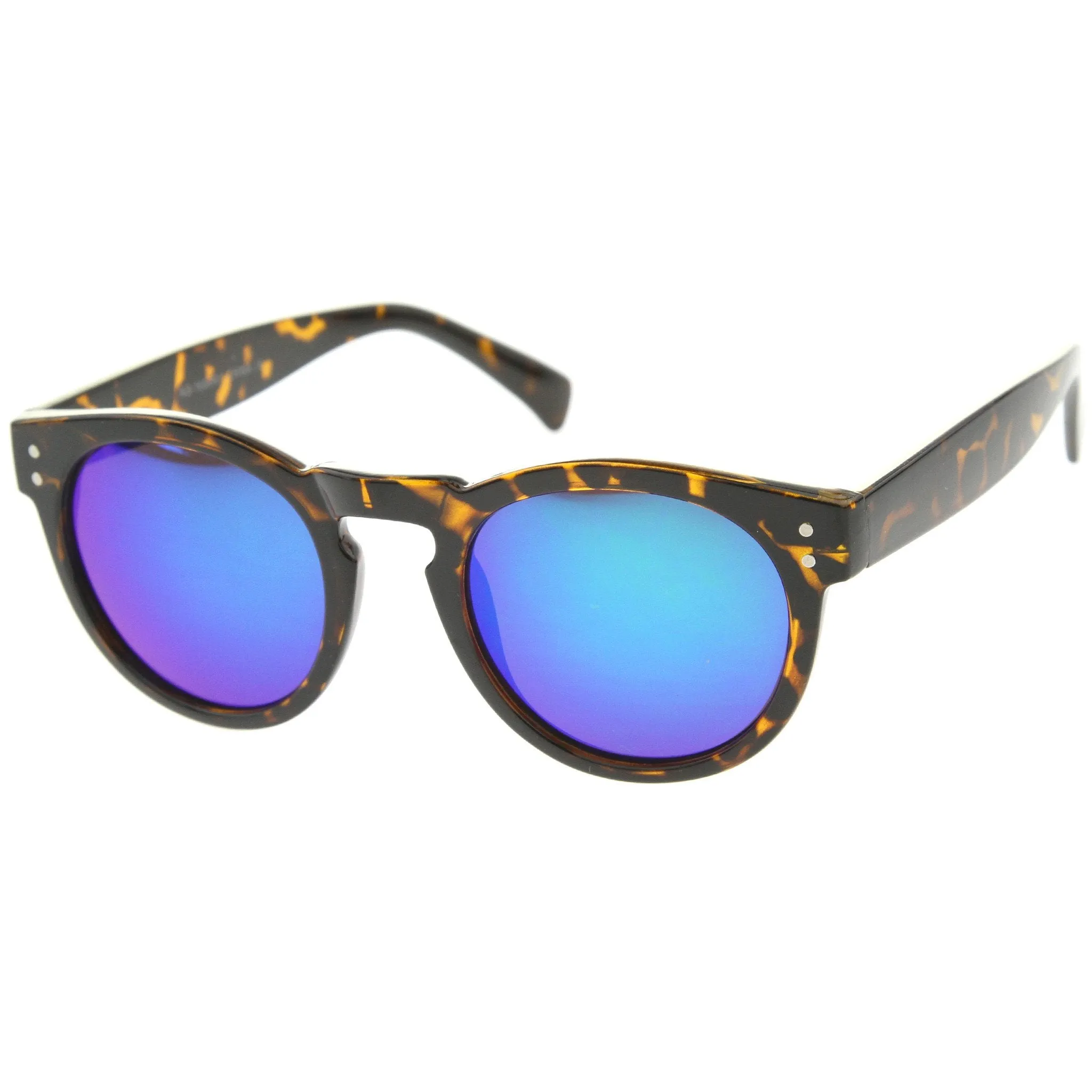 Euro Dapper P3 Horned Rim Round Mirror Lens Sunglasses A036 sold by ZeroUV product image thumbnail 4