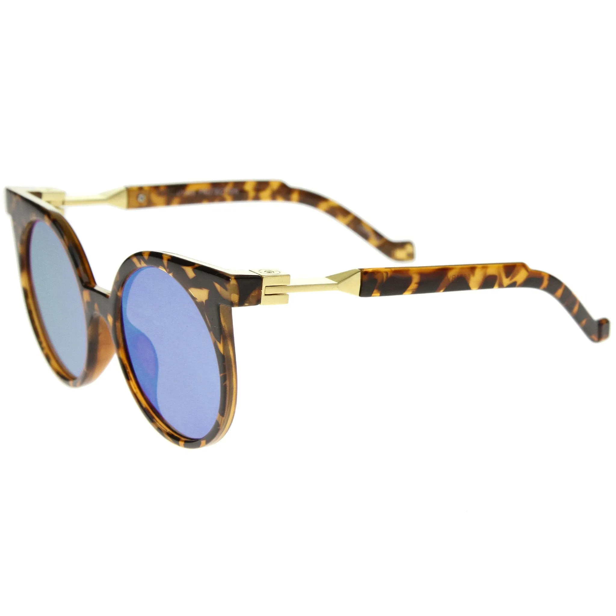 Retro Modern Horned Rim Flat Lens Round Sunglasses A258 sold by ZeroUV product image thumbnail 5