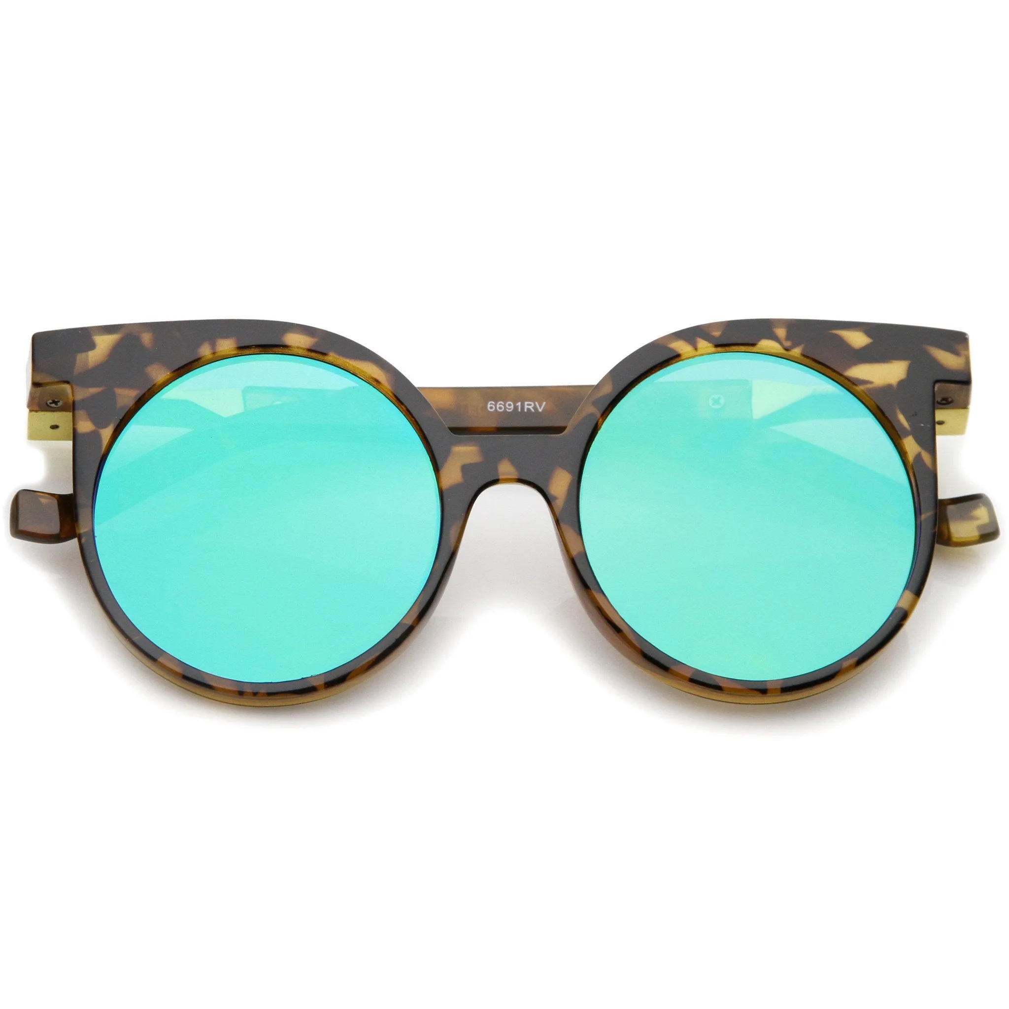 Retro Modern Horned Rim Flat Lens Round Sunglasses A258 sold by ZeroUV product image thumbnail 3