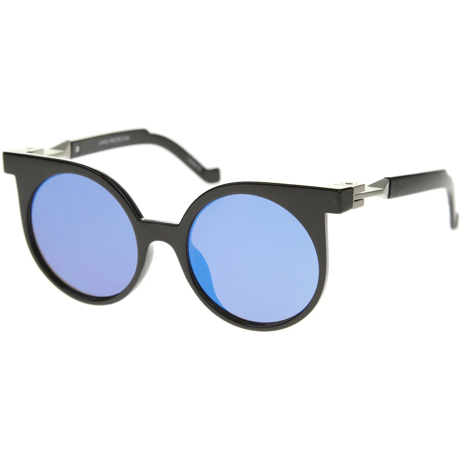 Retro Modern Horned Rim Flat Lens Round Sunglasses A258 sold by ZeroUV product image thumbnail 2
