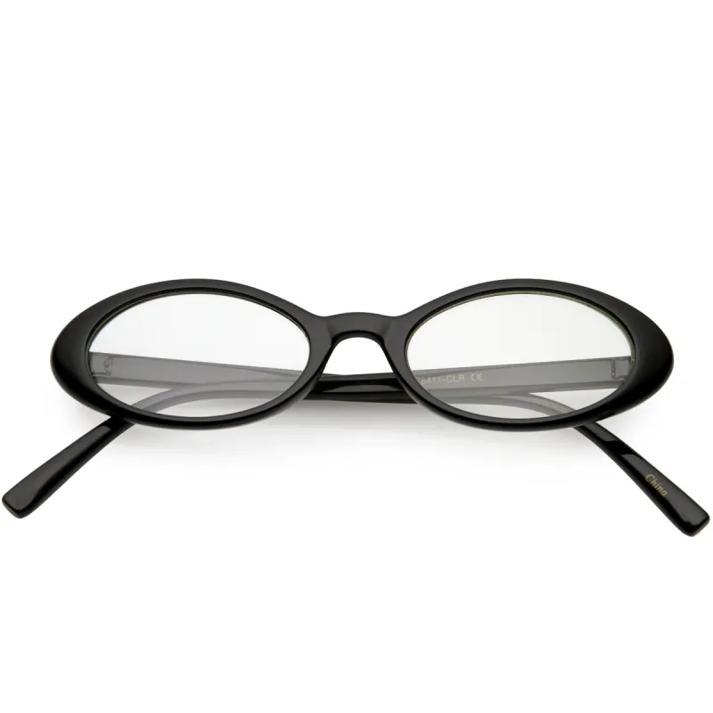 Women's Retro Dapper Small Oval Clear Lens Glasses C704 sold by ZeroUV