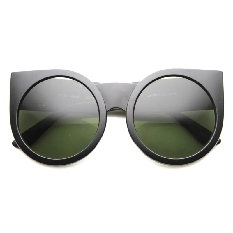 Women's Designer Super Bold Round Cat Eye Sunglasses 9278 sold by ZeroUV