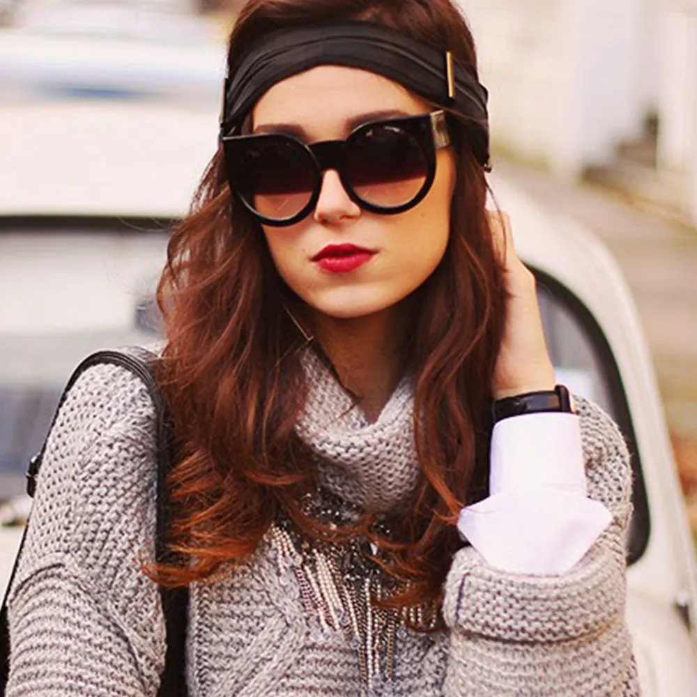 Women's Designer Super Bold Round Cat Eye Sunglasses 9278 sold by ZeroUV product image thumbnail 2