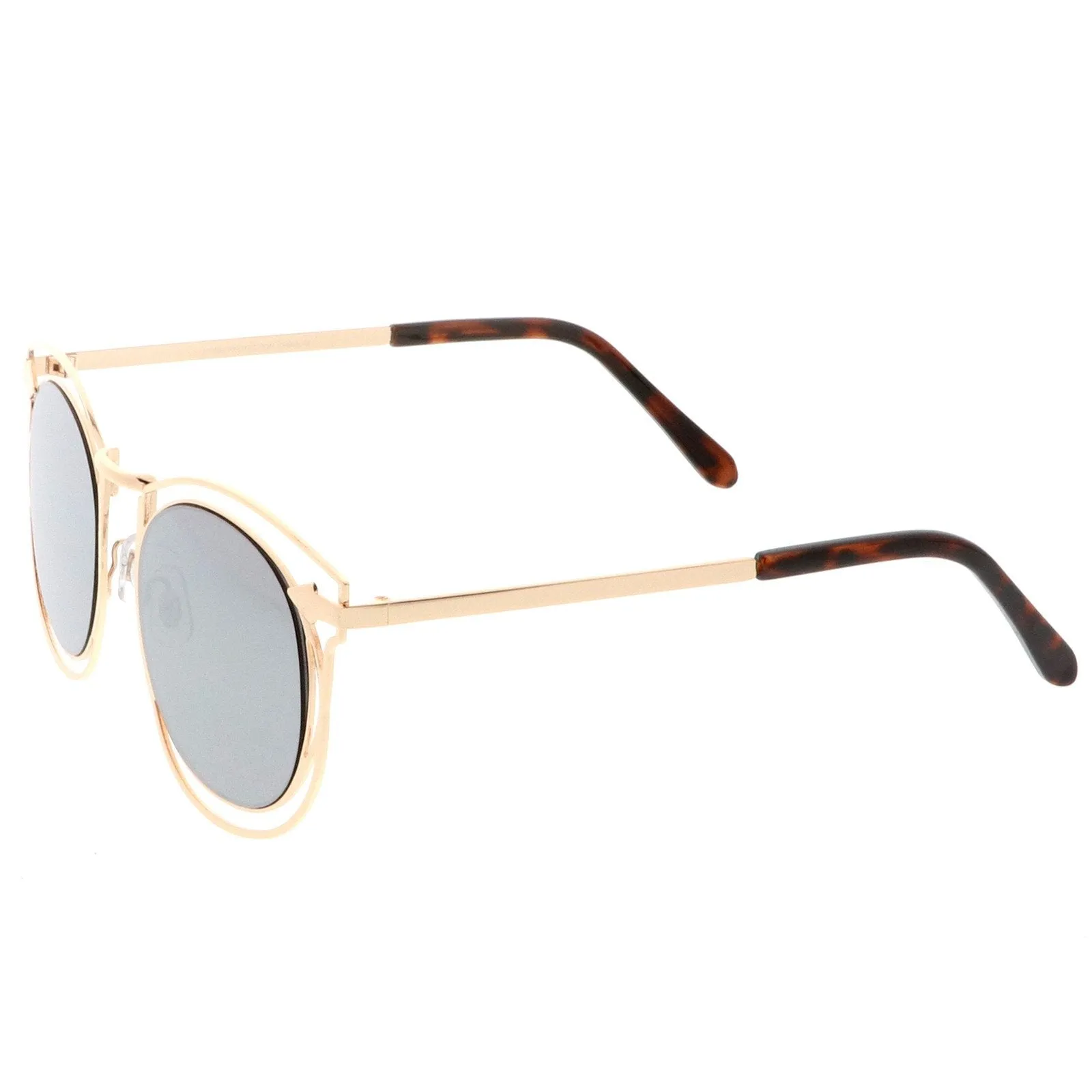 Oversize Dual Wire Frame Flat Mirrored Lens Sunglasses C080 sold by ZeroUV product image thumbnail 3