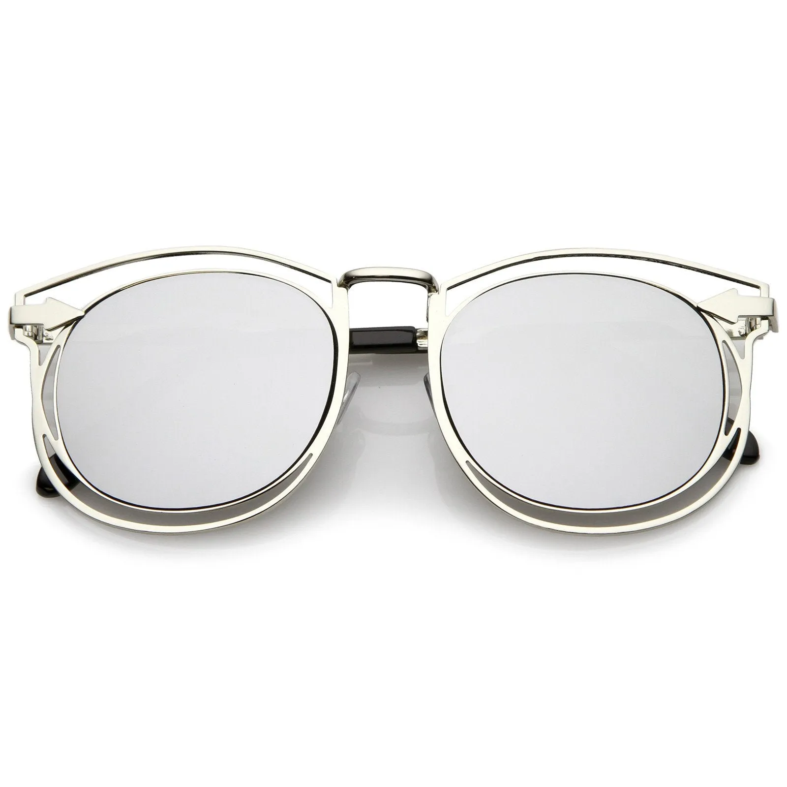Oversize Dual Wire Frame Flat Mirrored Lens Sunglasses C080 sold by ZeroUV product image thumbnail 5