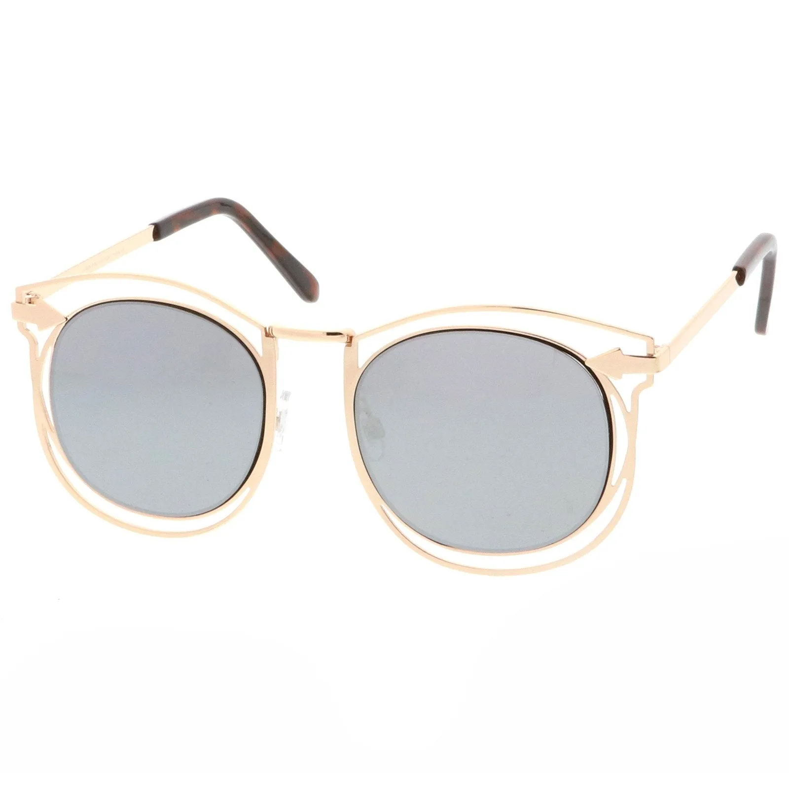 Oversize Dual Wire Frame Flat Mirrored Lens Sunglasses C080 sold by ZeroUV product image thumbnail 2