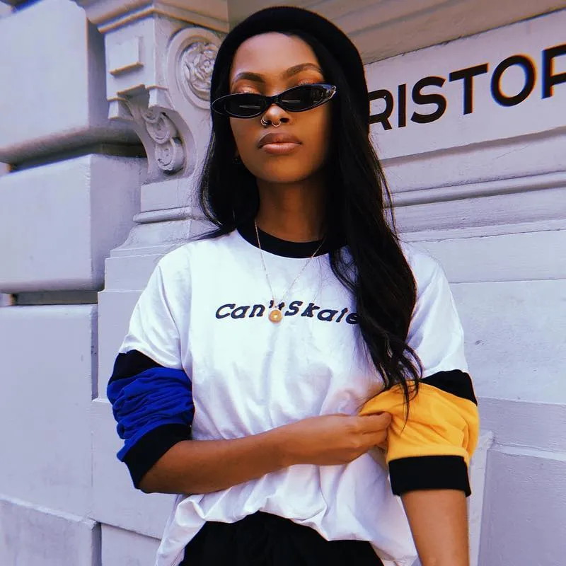 Retro 90's Trendy Pastel Thin Oval Cat Eye Sunglasses C574 sold by ZeroUV product image thumbnail 2