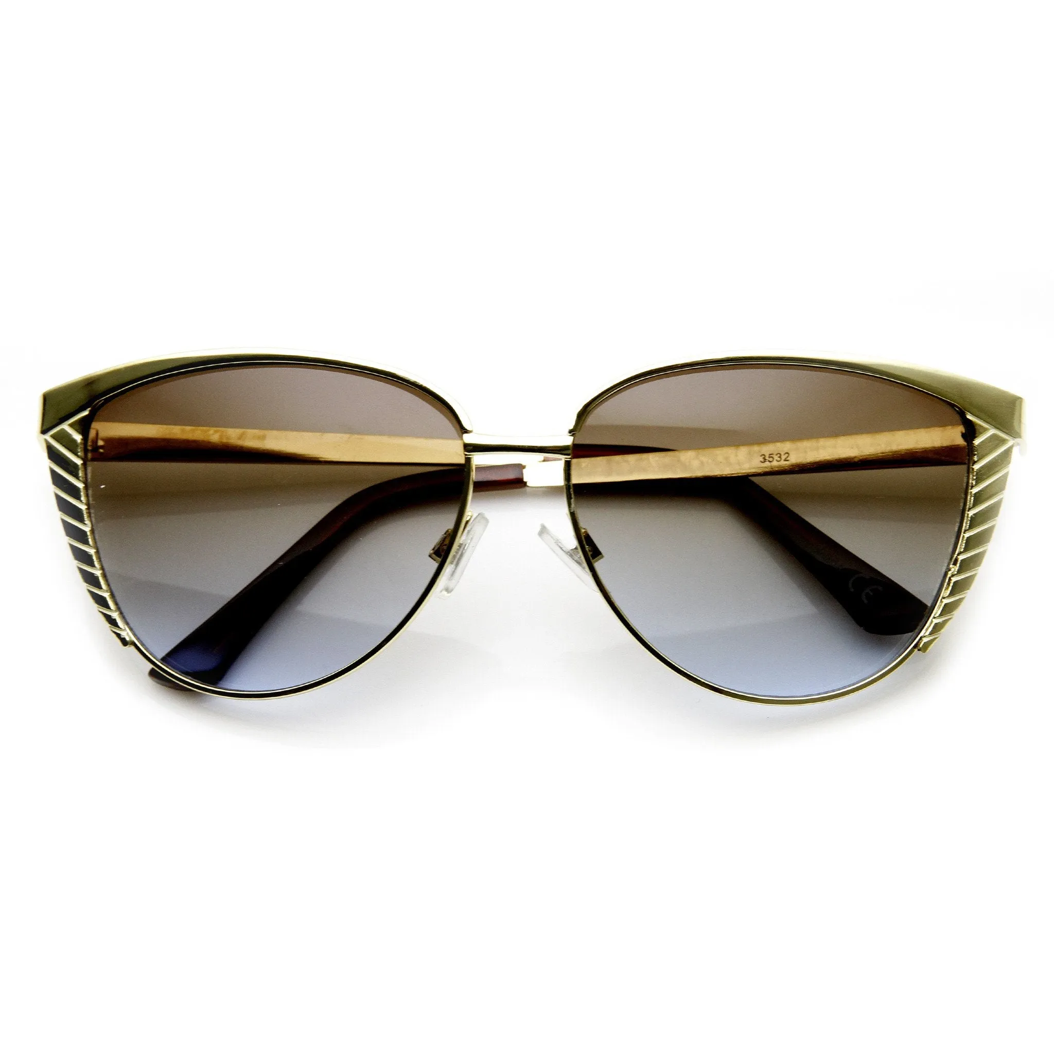 Trendy Womens Oversize Metal Engraved Cat Eye Sunglasses 9326 sold by ZeroUV product image thumbnail 3