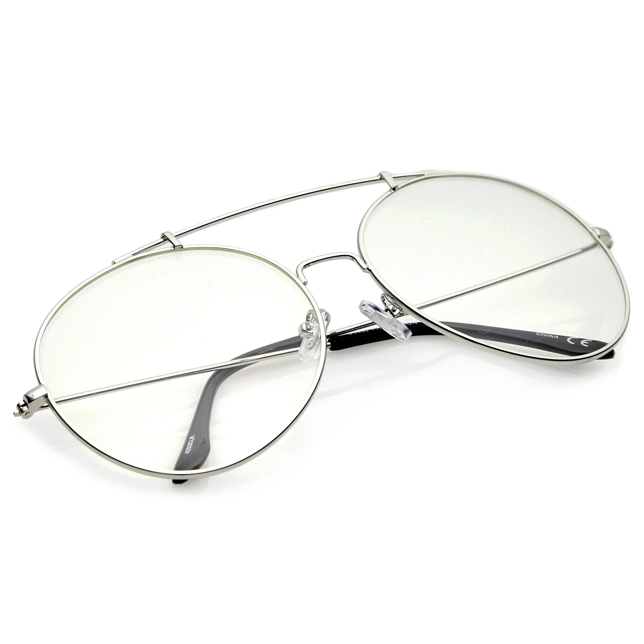Oversize Euro Dapper Round Clear Lens Glasses A938 sold by ZeroUV product image thumbnail 4