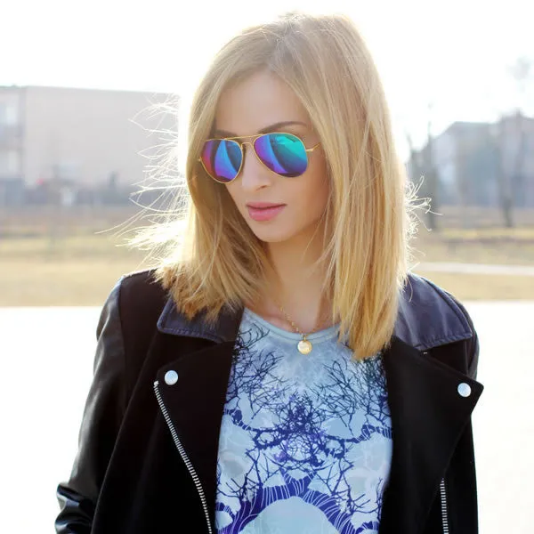 Gold Metal Frame With Flash Mirrored Lens Sunglasses sold by ZeroUV product image thumbnail 2