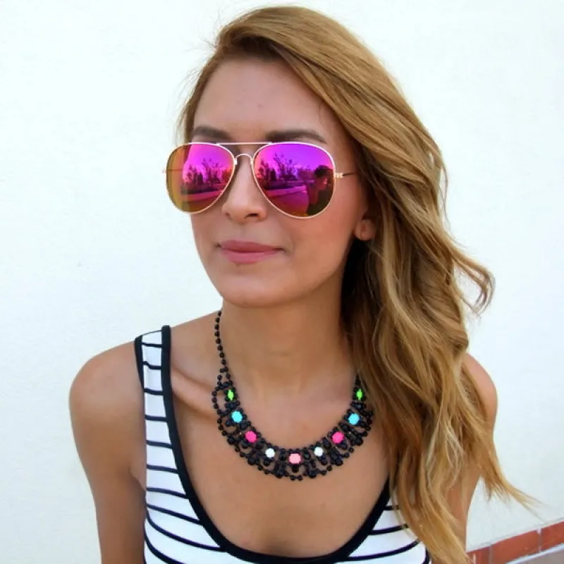 Gold Metal Frame With Flash Mirrored Lens Sunglasses sold by ZeroUV