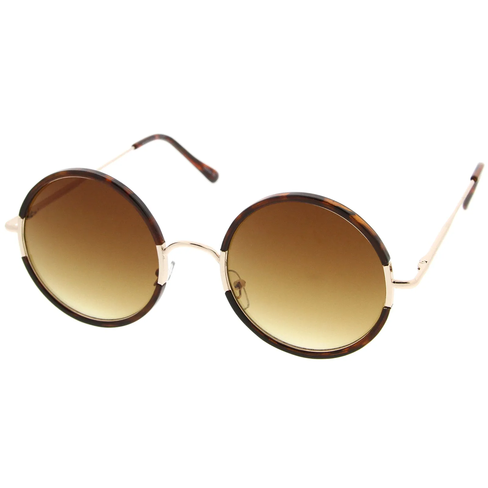 Retro Modern Round Slim Temple Sunglasses A727 sold by ZeroUV product image thumbnail 2