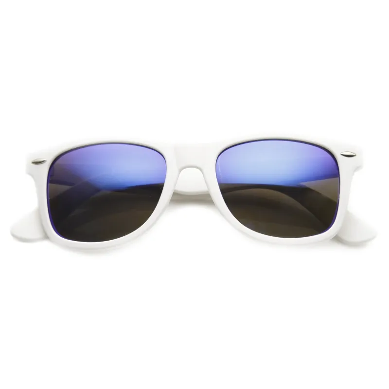 Retro Soft Rubber Intense Mirrored Lens Horned Rim Sunglasses 9101 sold by ZeroUV