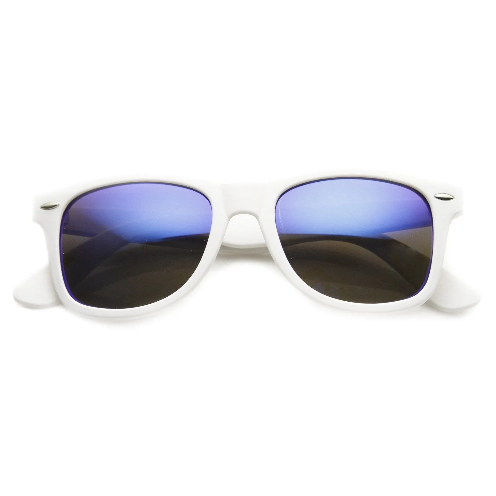 Retro Soft Rubber Intense Mirrored Lens Horned Rim Sunglasses 9101 sold by ZeroUV