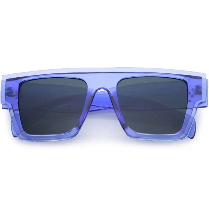 Colorful Translucent Frame Flat Top Retro Rectangle Sunglasses C964 sold by ZeroUV