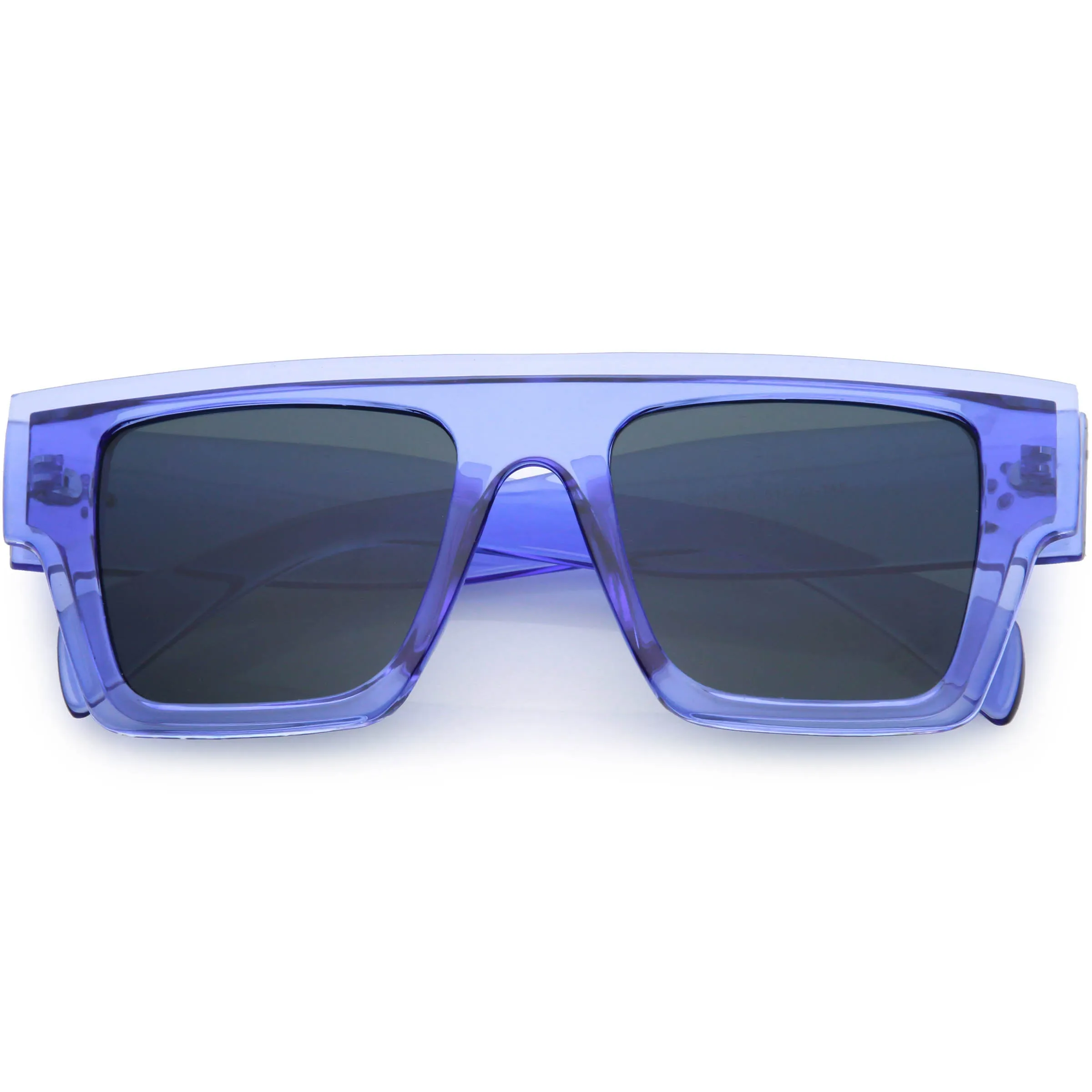 Colorful Translucent Frame Flat Top Retro Rectangle Sunglasses C964 sold by ZeroUV