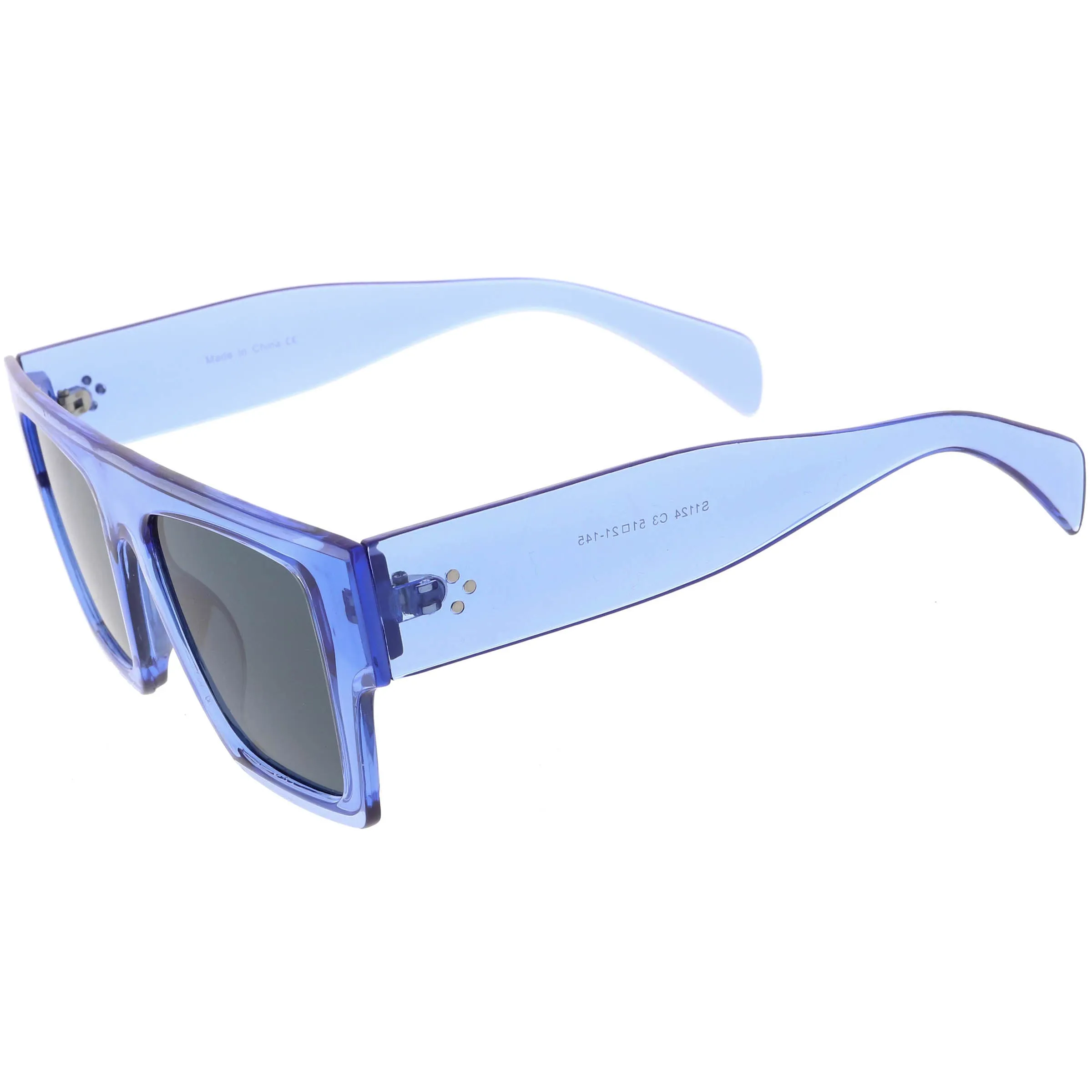 Colorful Translucent Frame Flat Top Retro Rectangle Sunglasses C964 sold by ZeroUV product image thumbnail 3