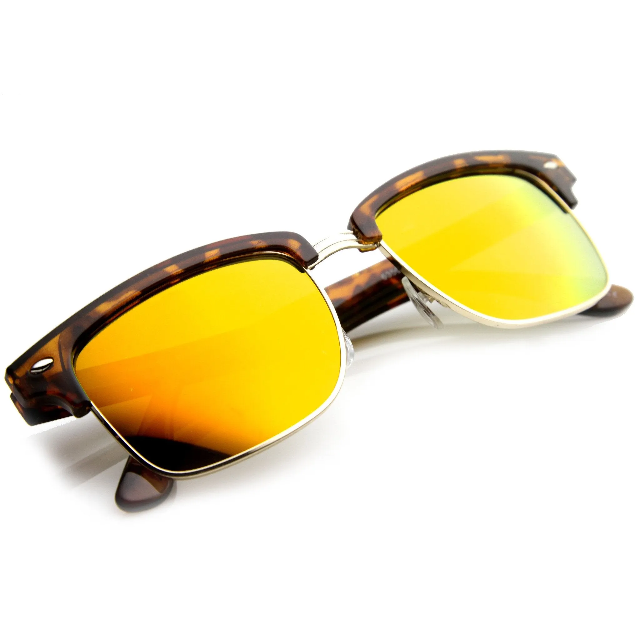 Retro Half Frame Horned Rim Mirror Lens Sunglasses 9741 sold by ZeroUV product image thumbnail 4