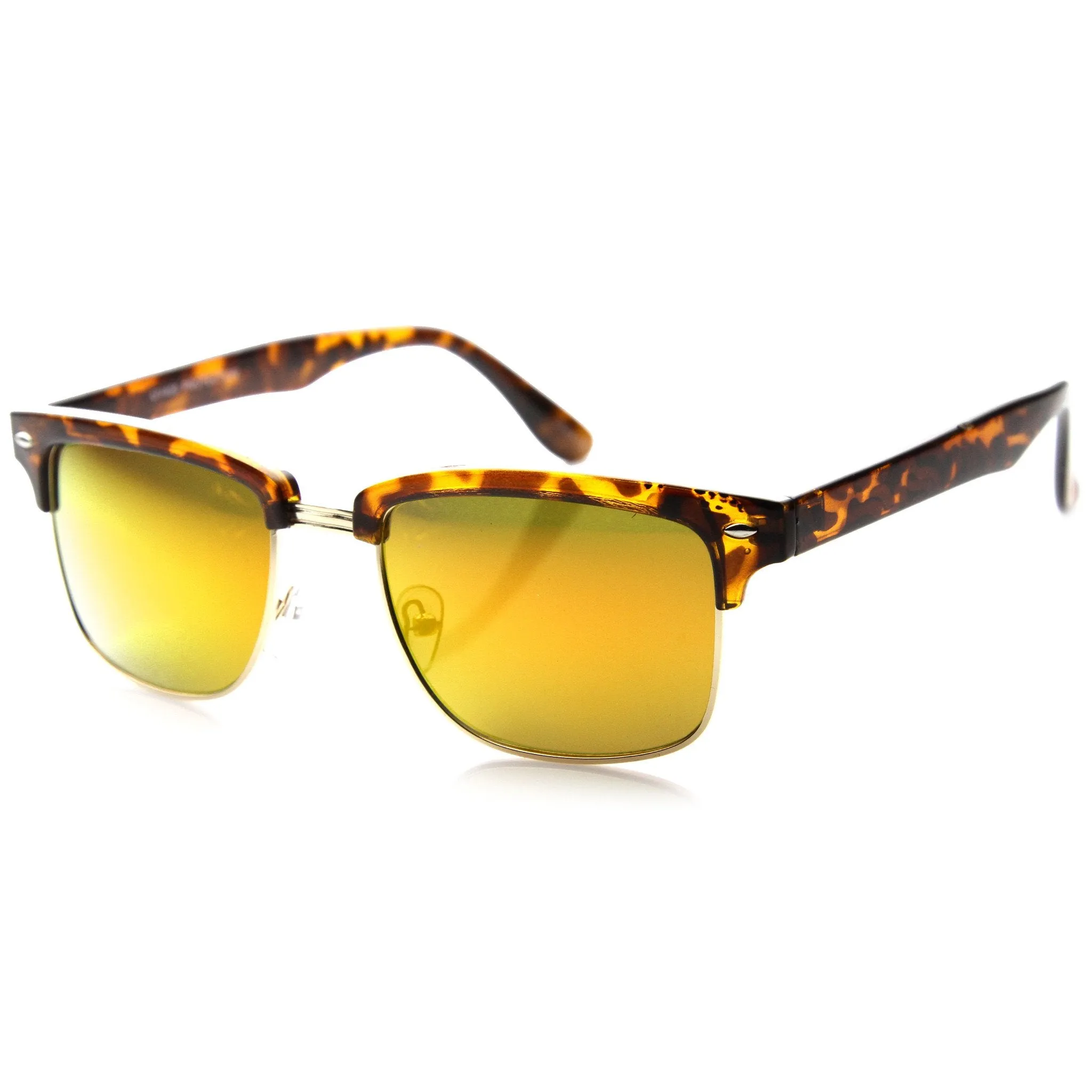 Retro Half Frame Horned Rim Mirror Lens Sunglasses 9741 sold by ZeroUV product image thumbnail 2