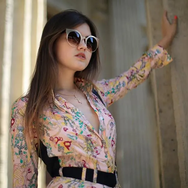 Trendy Full Metal Half Frame Cat Eye Round Sunglasses sold by ZeroUV product image thumbnail 3