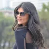 Trendy Full Metal Half Frame Cat Eye Round Sunglasses sold by ZeroUV