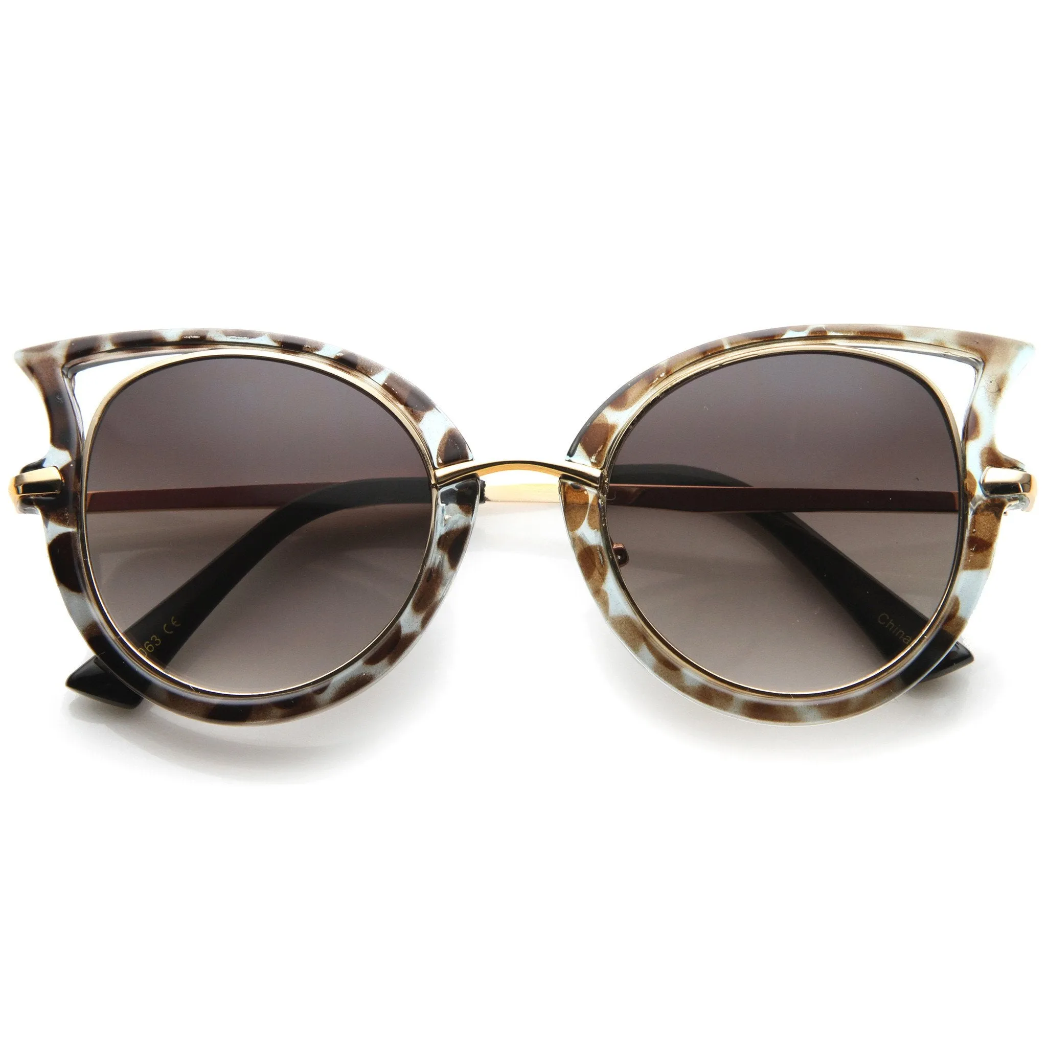 Women's Temple Cut Out Round Cat Eye Sunglasses A058 sold by ZeroUV product image thumbnail 4