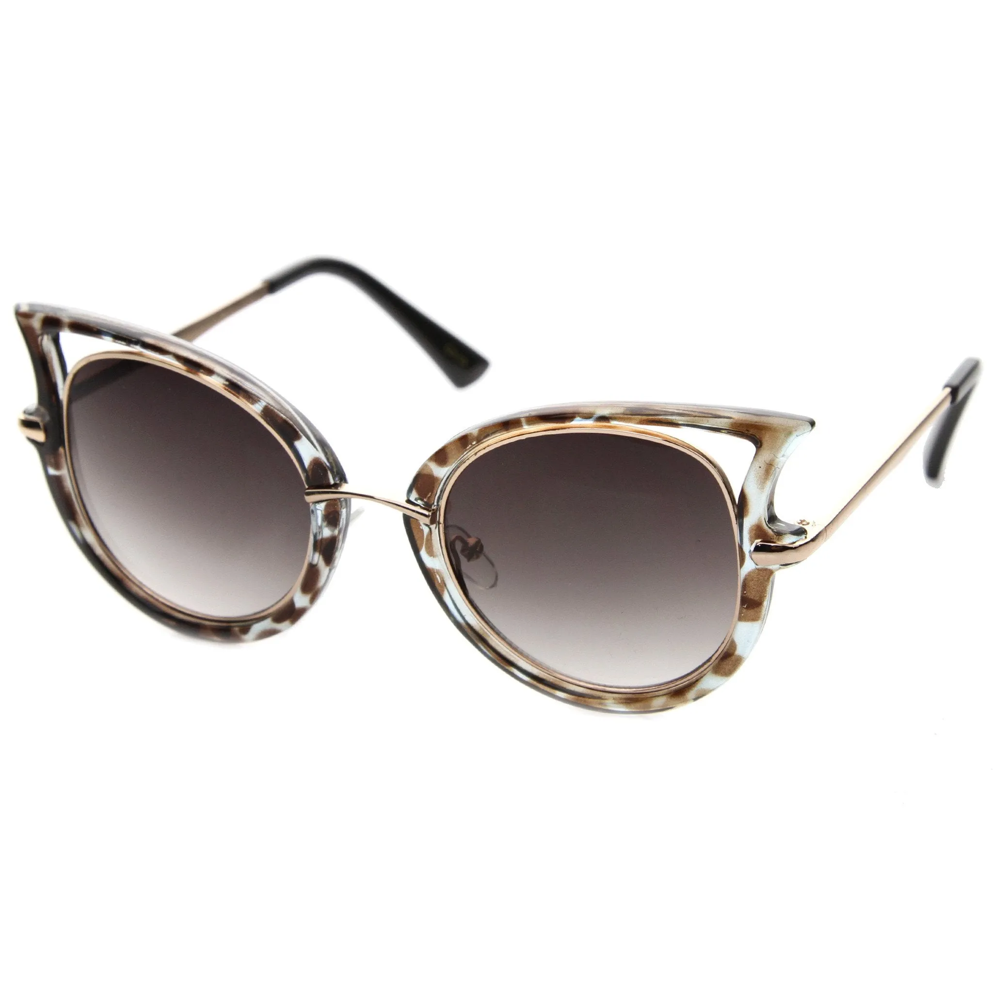 Women's Temple Cut Out Round Cat Eye Sunglasses A058 sold by ZeroUV product image thumbnail 5