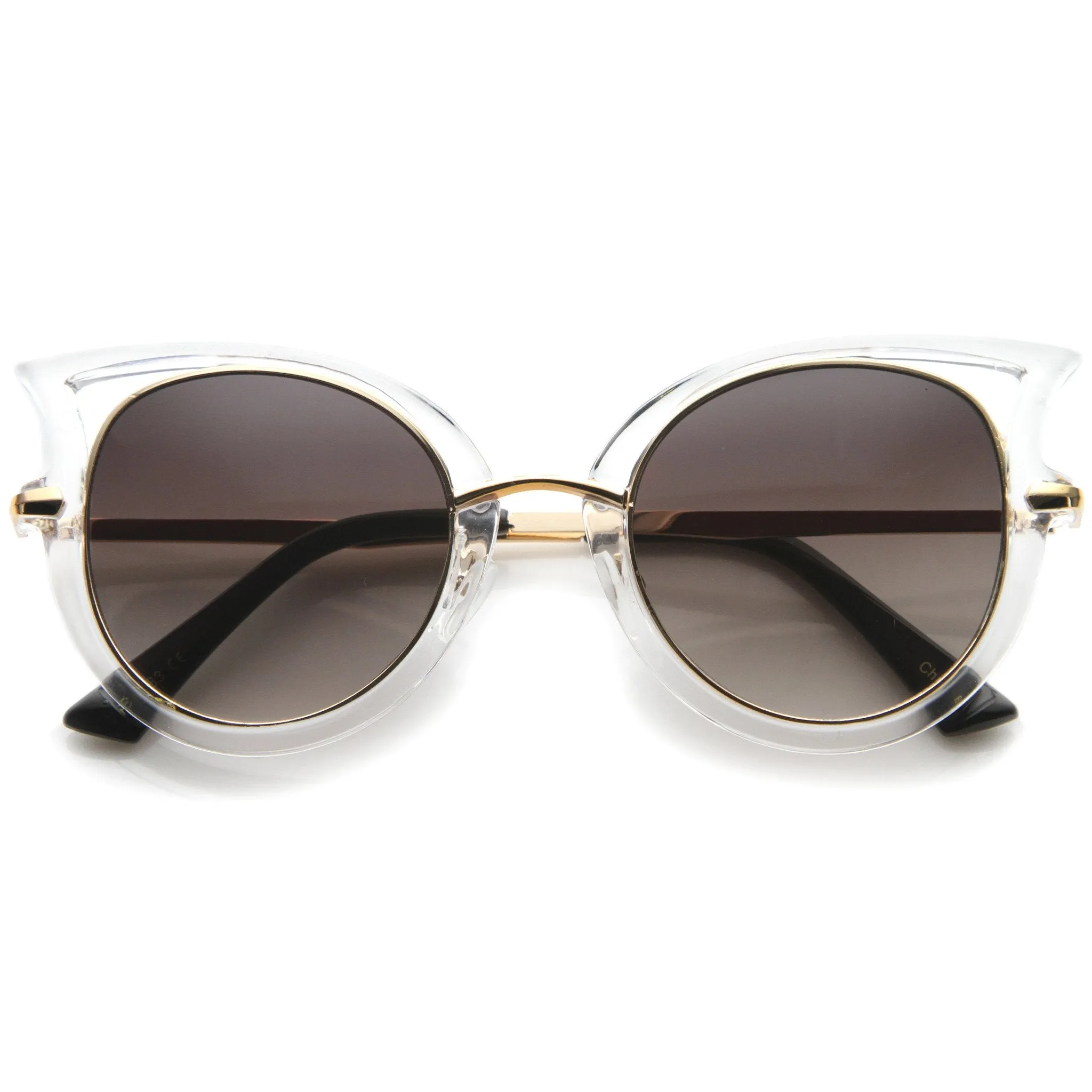 Women's Temple Cut Out Round Cat Eye Sunglasses A058 sold by ZeroUV