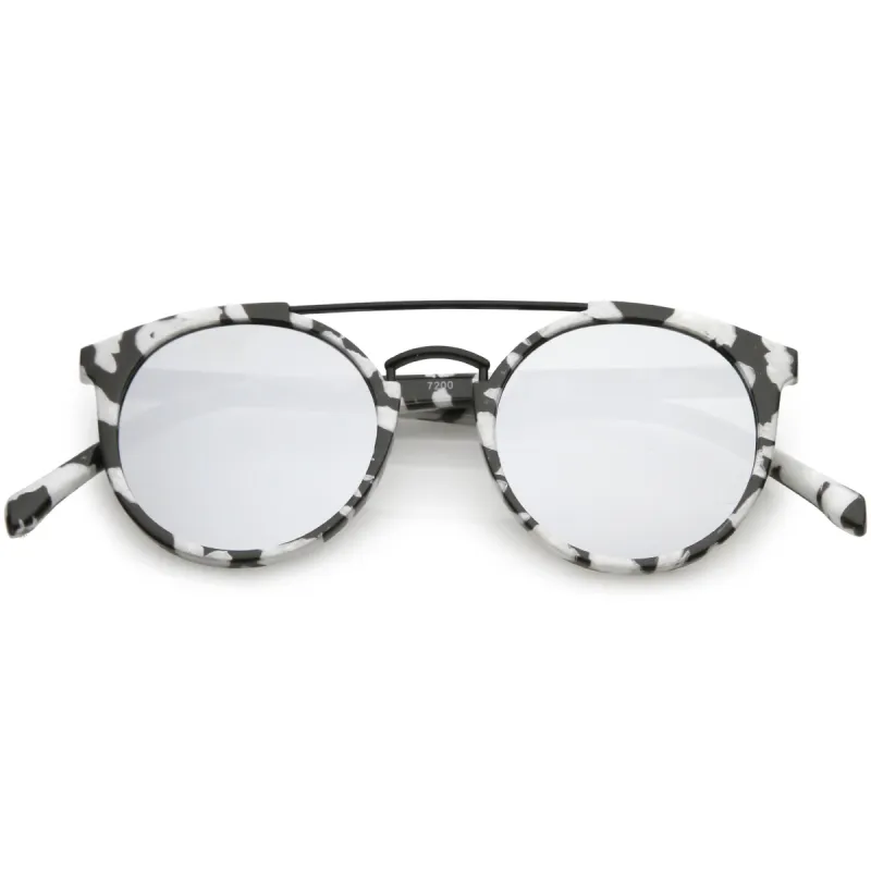 Modern Indie Marble Print Round Mirrored Flat Lens Sunglasses C232 sold by ZeroUV