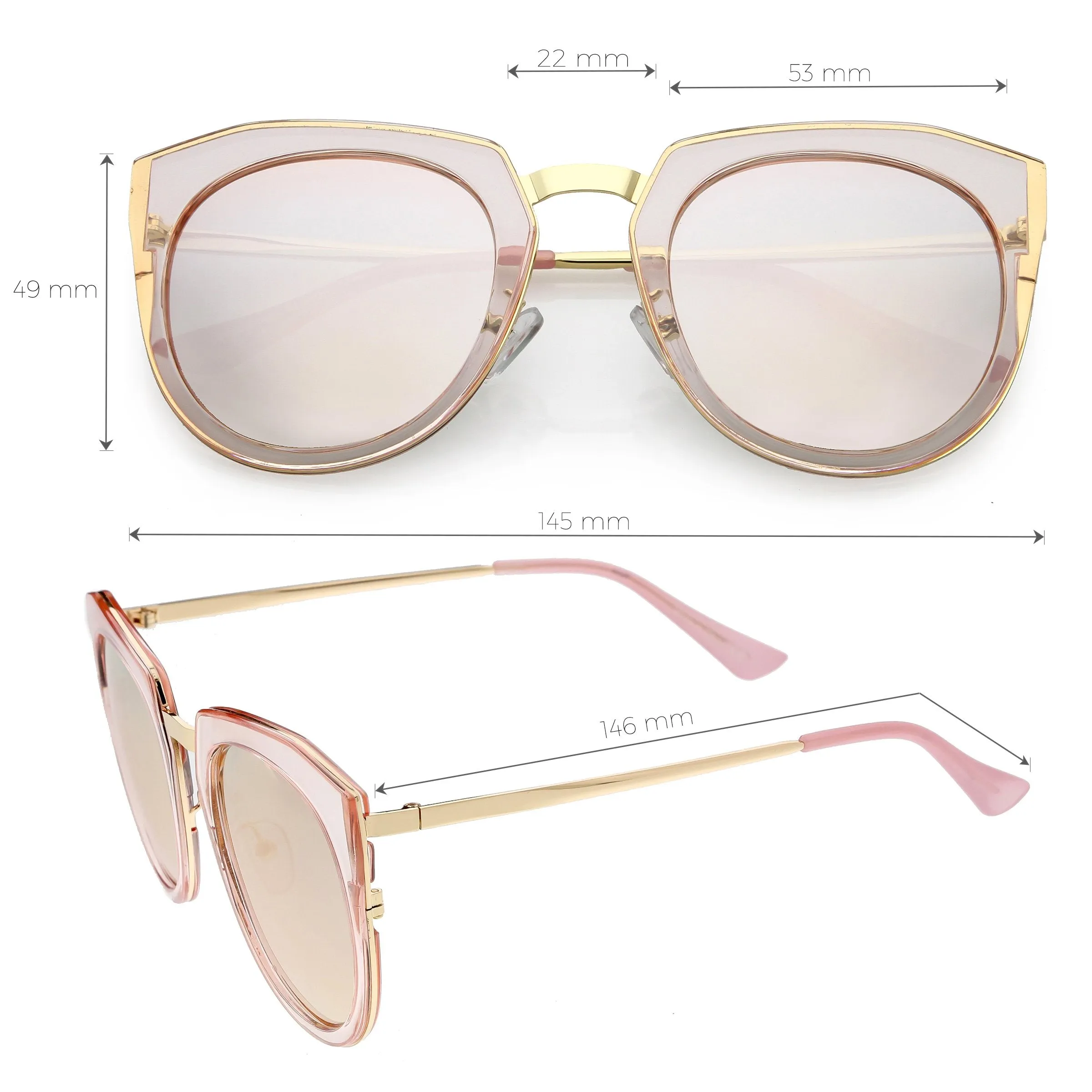 Women's Polarized Round Cat Eye Mirrored Lens Sunglasses C823 sold by ZeroUV product image thumbnail 2