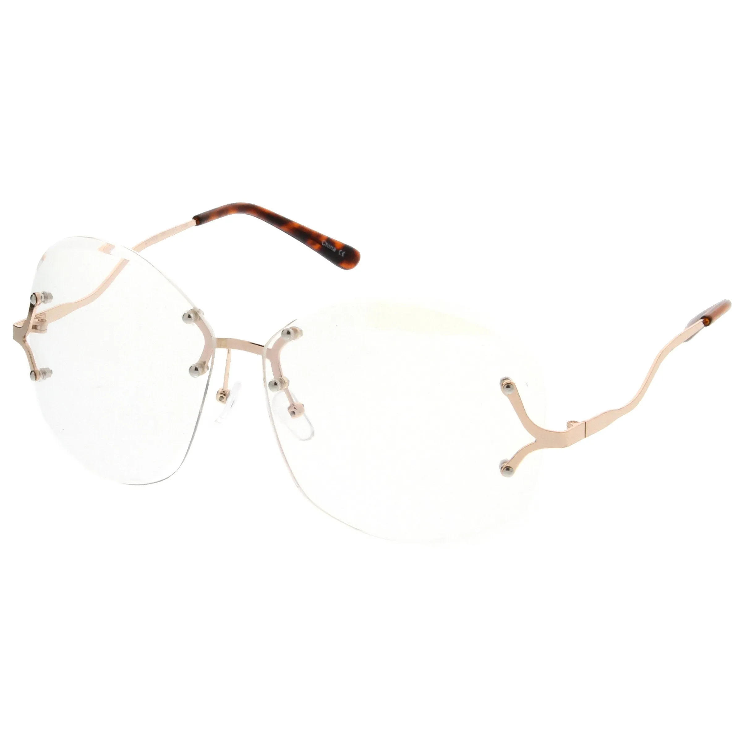 Women's Rimless Oversize Retro Disco Clear Lens Glasses C219 sold by ZeroUV product image thumbnail 2